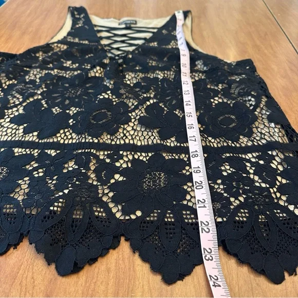 Express Black Lace Women's Tank Large Corset Whimsigoth Going out Sheer - Picture 6 of 6